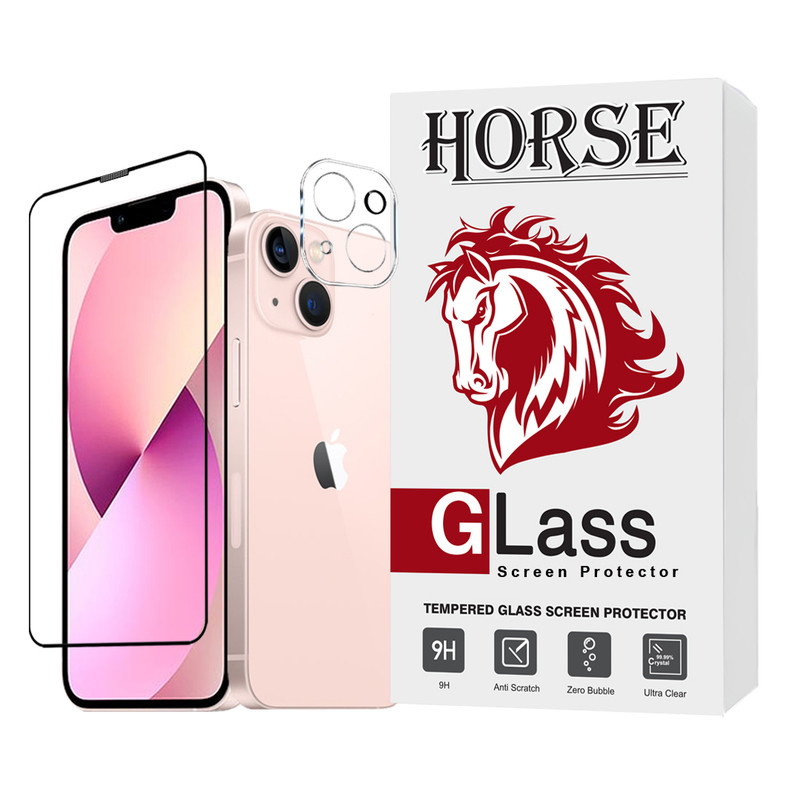 محافظ صفحه نمایش هورس مدل MFUL3DHO مناسب برای گوشی موبایل اپل iPhone 13  به همراه محافظ لنز دوربین