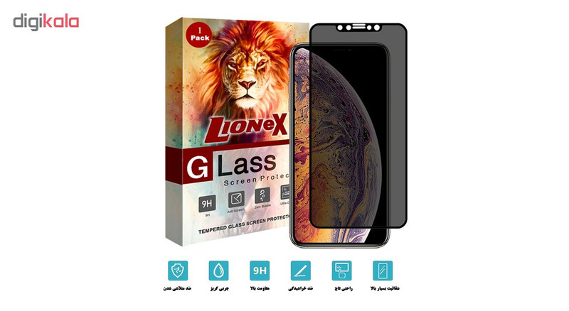 محافظ صفحه نمایش حریم شخصی لایونکس مدل FPS مناسب برای گوشی موبایل اپل iPhone XR