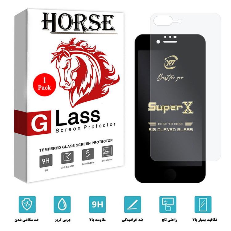محافظ صفحه نمایش هورس مدل 2SXN مناسب برای گوشی موبایل اپل iPhone 8 Plus به همراه محافظ پشت گوشی