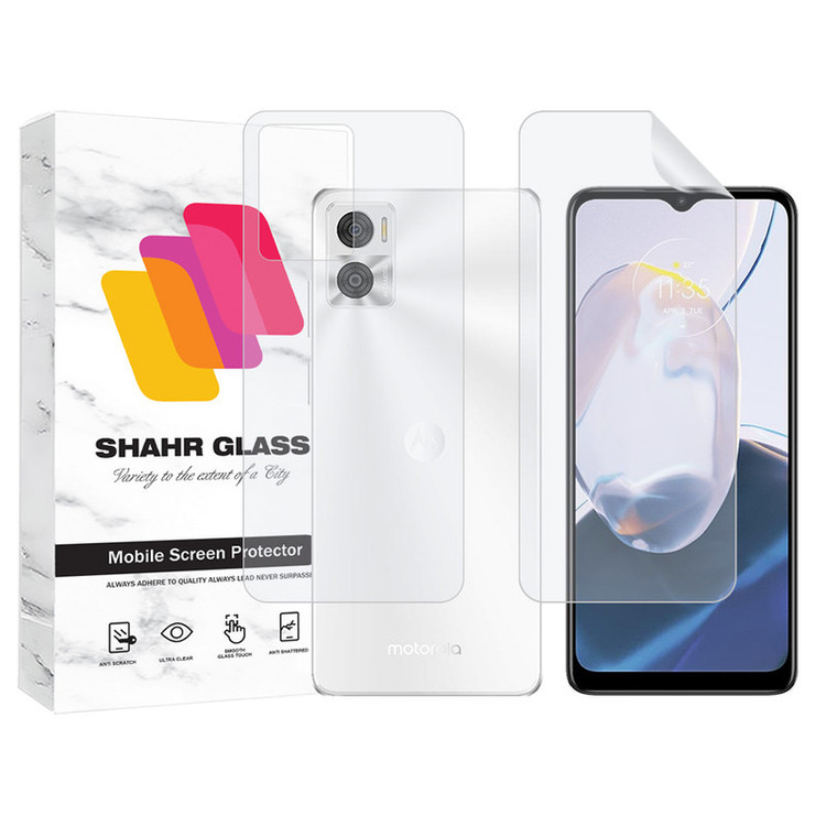 محافظ صفحه نمایش شهر گلس مدل MTNANFBSH مناسب برای گوشی موبایل موتورولا Moto E22i به همراه محافظ پشت گوشی