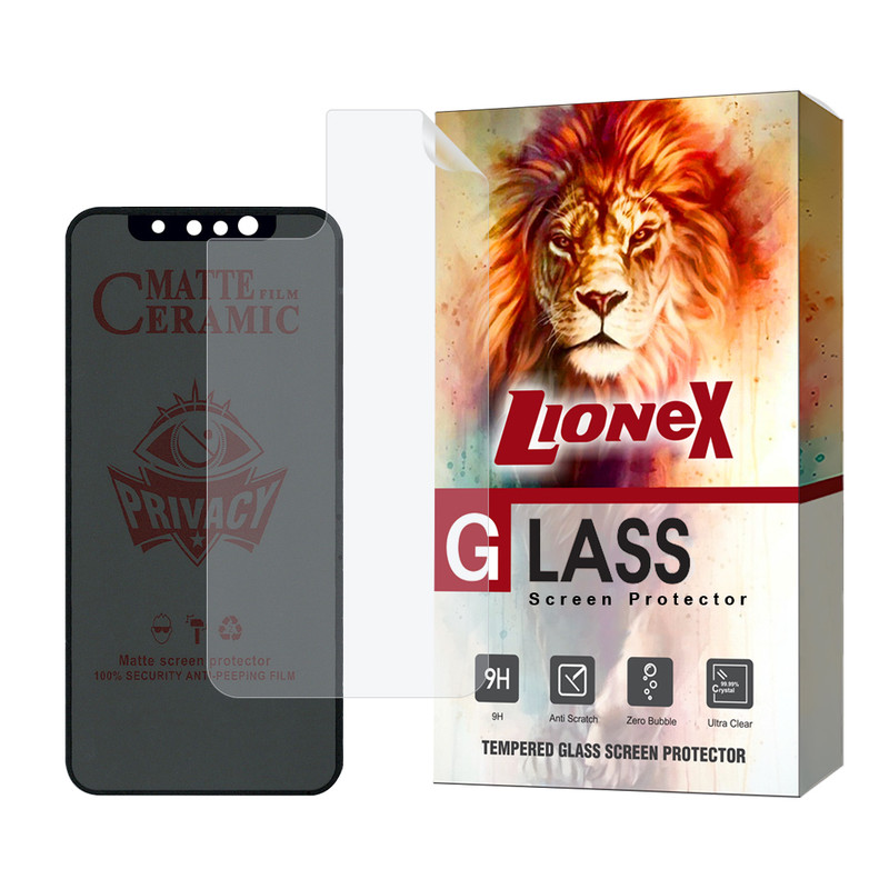محافظ صفحه نمایش سرامیکی حریم شخصی لایونکس مدل CERPRIVNANOL مناسب برای گوشی موبایل اپل iPhone 11 Pro به همراه محافظ پشت گوشی