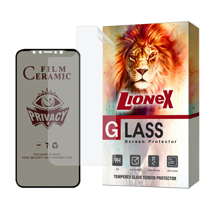 محافظ صفحه نمایش سرامیکی حریم شخصی لایونکس مدل CERPRIVNANOL مناسب برای گوشی موبایل اپل iPhone 11 به همراه محافظ پشت گوشی