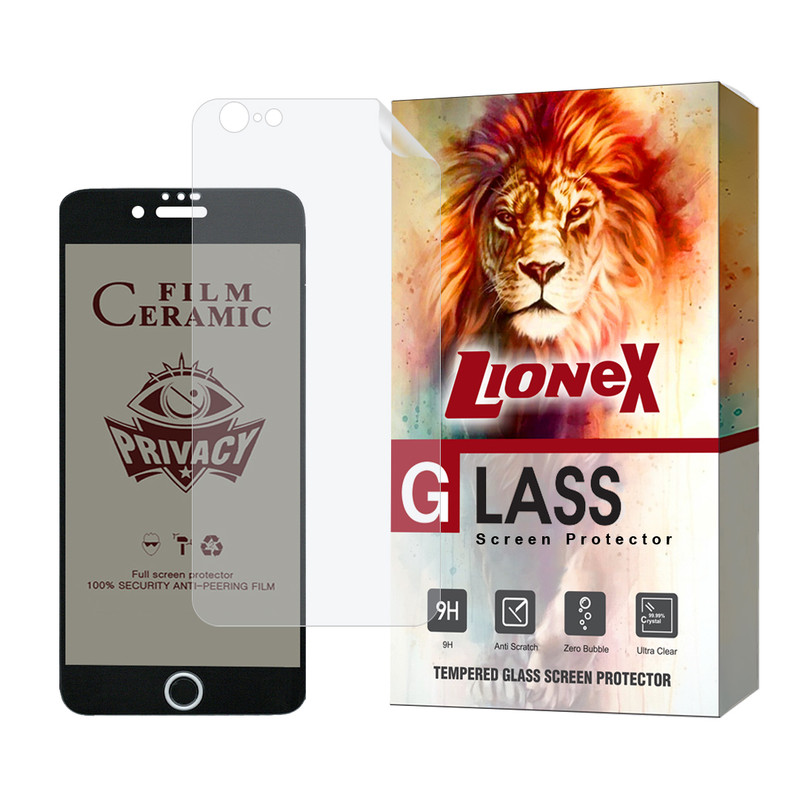 محافظ صفحه نمایش سرامیکی حریم شخصی لایونکس مدل CERPRIVNANOL مناسب برای گوشی موبایل اپل iPhone 6s / 6 به همراه محافظ پشت گوشی