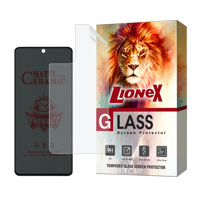 محافظ صفحه نمایش سرامیکی حریم شخصی لایونکس مدل CERPRIVNANOL مناسب برای گوشی موبایل سامسونگ Galaxy A53 5G به همراه محافظ پشت گوشی