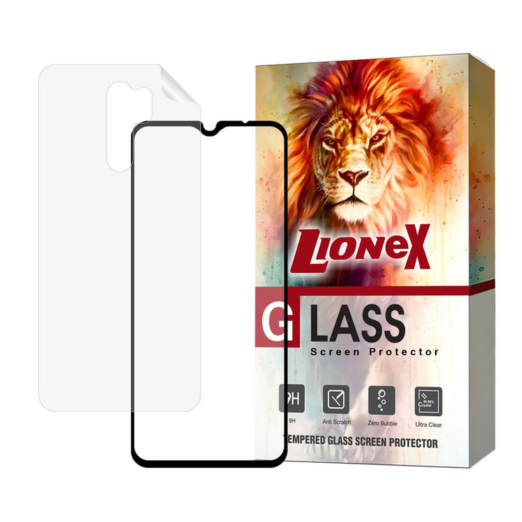 محافظ صفحه نمایش لایونکس مدل MCERAMNANOL مناسب برای گوشی موبایل شیائومی Redmi 9 به همراه محافظ پشت گوشی