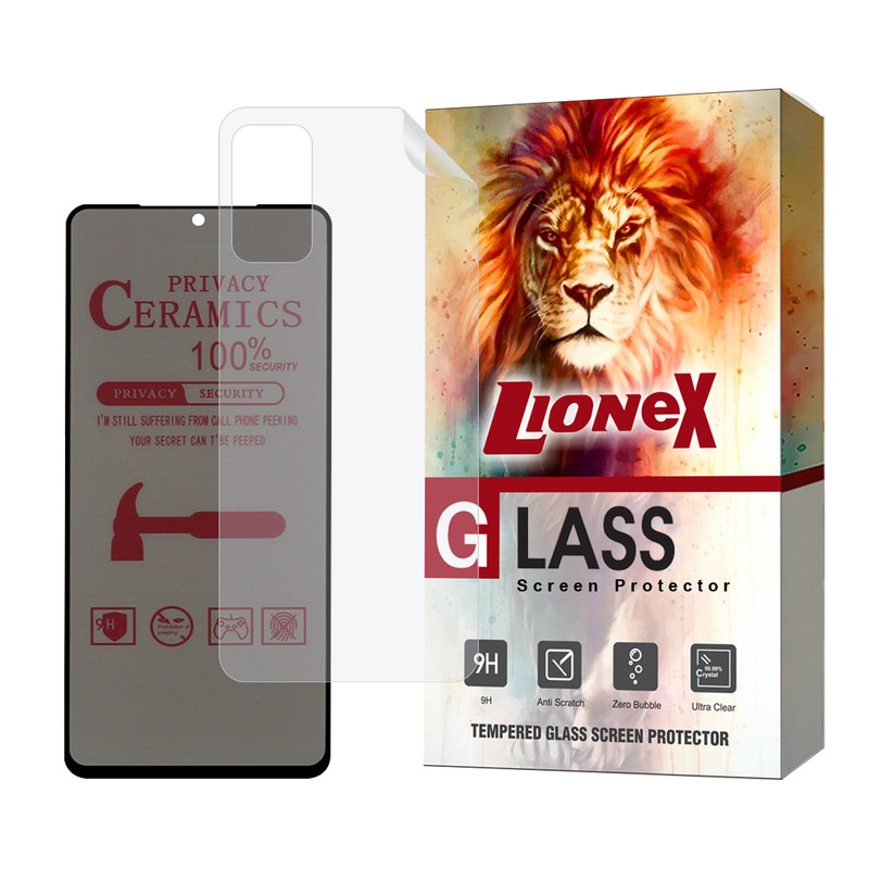 محافظ صفحه نمایش حریم شخصی لایونکس مدل CERPRIVNANOL مناسب برای گوشی موبایل شیائومی Redmi Note 10 5G / Poco M3 Pro 4G / M3 Pro 5G به همراه محافظ پشت گوشی