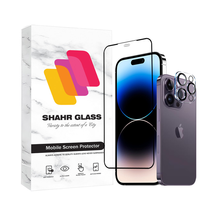 محافظ صفحه نمایش شهر گلس مدل MFUL3DSH مناسب برای گوشی موبایل اپل iPhone 12 Pro به همراه محافظ لنز دوربین