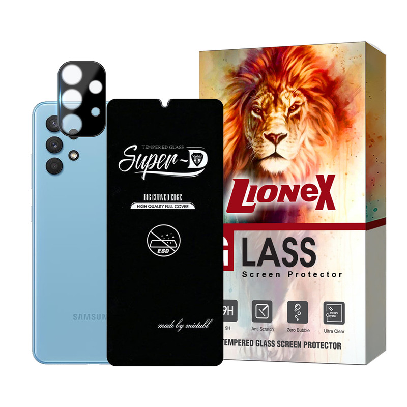 محافظ صفحه نمایش لایونکس مدل SUPLNFULI مناسب برای گوشی موبایل سامسونگ Galaxy A32 4G / A32 5Gبه همراه محافظ لنز گوشی