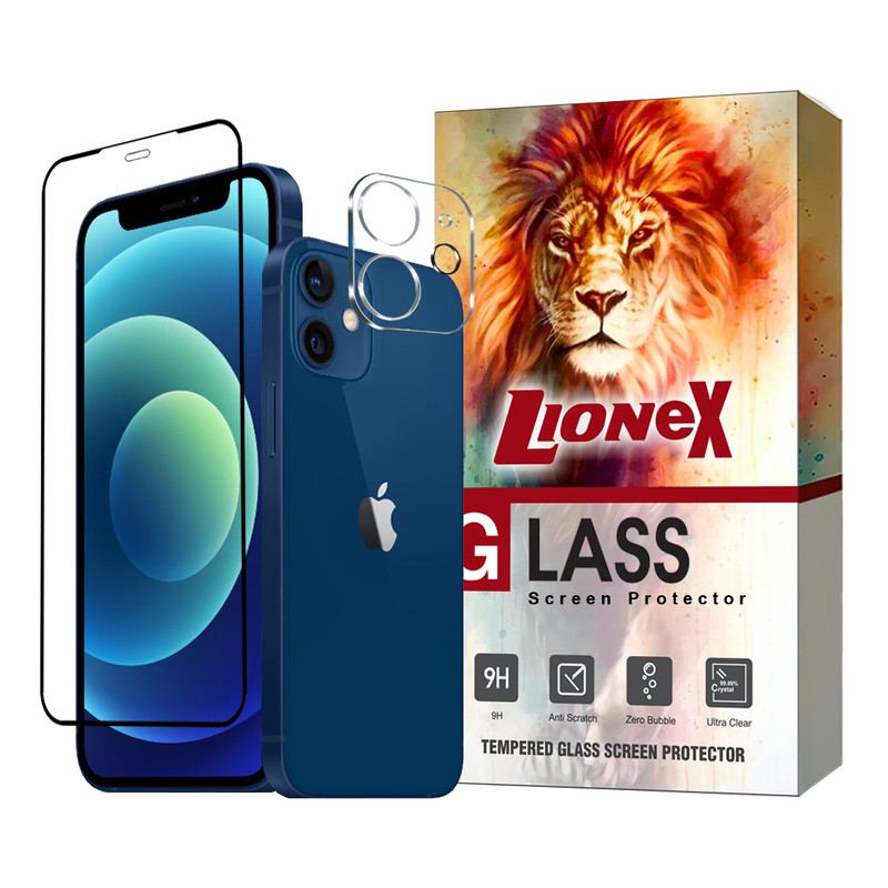 محافظ صفحه نمایش لایونکس مدل MFUL3DLI مناسب برای گوشی موبایل اپل iPhone 12 به همراه محافظ لنز دوربین