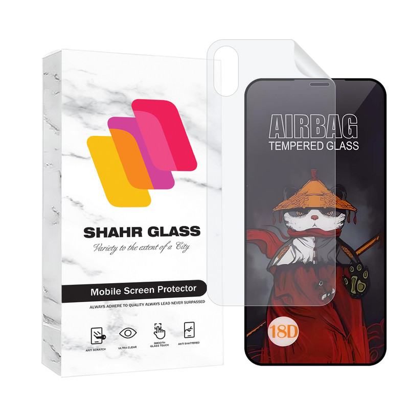 محافظ صفحه نمایش ایربگ شهر گلس مدل AIRNABKSH مناسب برای گوشی موبایل اپل iPhone Xs / X به همراه محافظ پشت گوشی