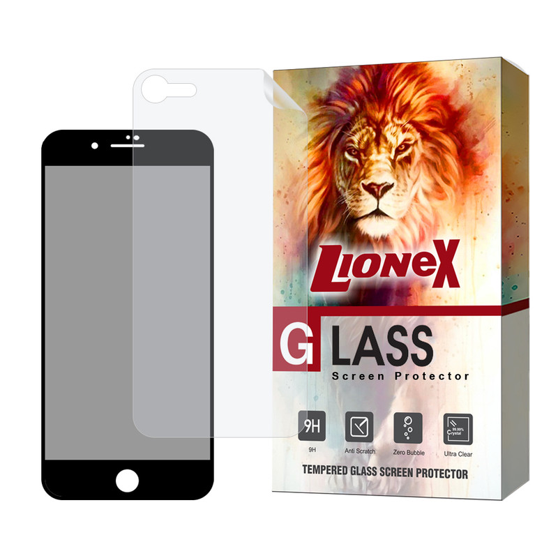 محافظ صفحه نمایش حریم شخصی لایونکس مدل FULLPRIVNANOL مناسب برای گوشی موبایل اپل iPhone 7 / 8 / SE 2020 / SE 2022 به همراه محافظ پشت گوشی