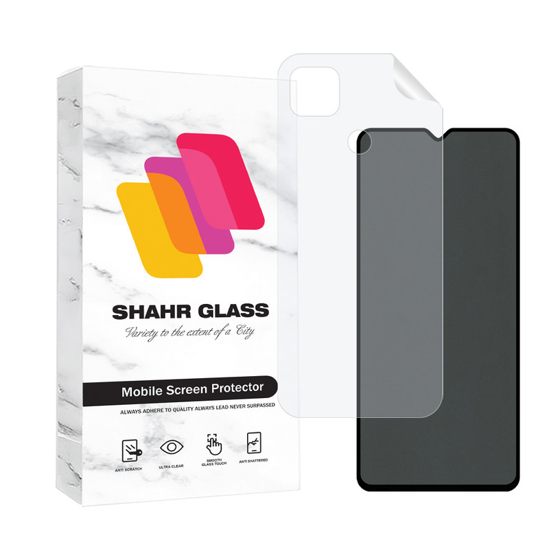 محافظ صفحه نمایش حریم شخصی شهر گلس مدل FULLPRIVNANOSH مناسب برای گوشی موبایل شیائومی Redmi 9C / 9 Activ / 10A به همراه محافظ پشت گوشی