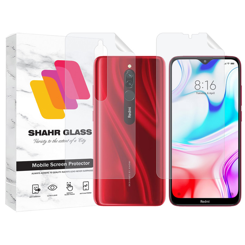 محافظ صفحه نمایش شهر گلس مدل MTNANFBSH مناسب برای گوشی موبایل شیائومی Redmi 8 به همراه محافظ پشت گوشی