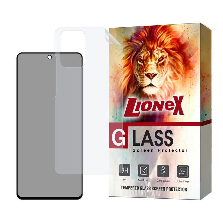 محافظ صفحه نمایش حریم شخصی لایونکس مدل FULLPRIVNANOL مناسب برای گوشی موبایل شیائومی Redmi Note 10 4G / Note 10S / Poco M5s به همراه محافظ پشت گوشی