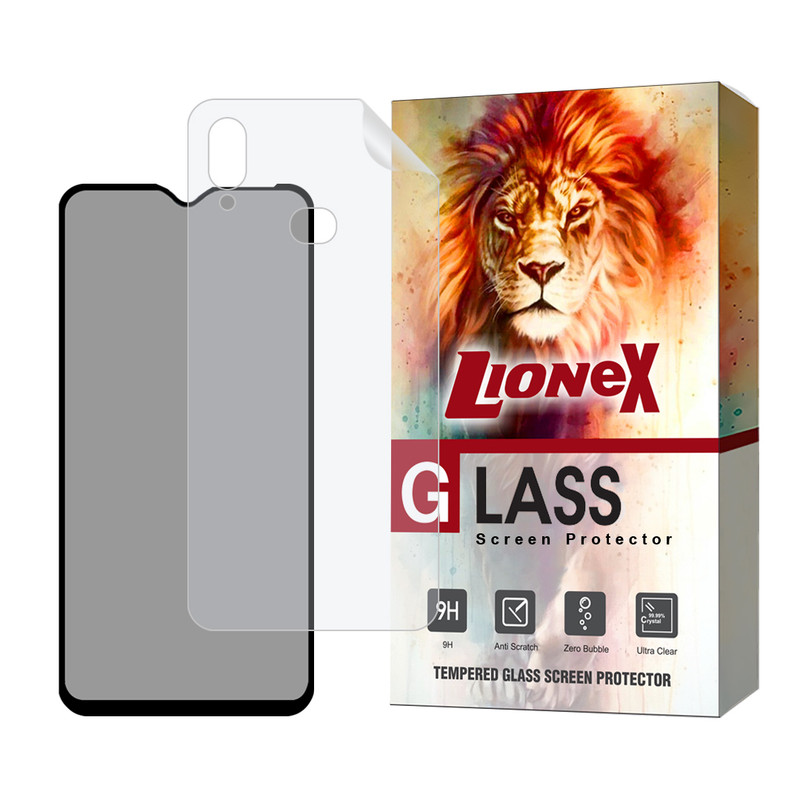 محافظ صفحه نمایش حریم شخصی لایونکس مدل FULLPRIVNANOL مناسب برای گوشی موبایل سامسونگ Galaxy A10s / M01s به همراه محافظ پشت گوشی