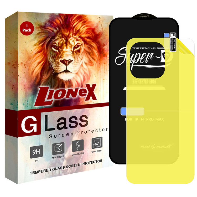 محافظ صفحه نمایش لایونکس مدل 2SN مناسب برای گوشی موبایل اپل iPhone 14 Pro به همراه محافظ پشت گوشی