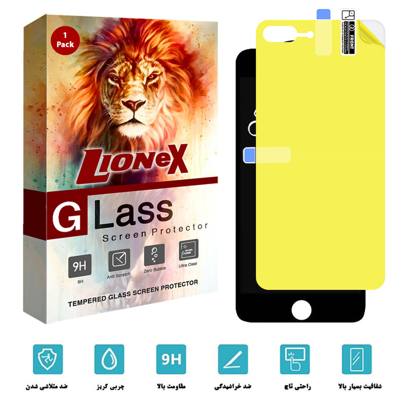 محافظ صفحه نمایش لایونکس مدل 2SN مناسب برای گوشی موبایل اپل iPhone 8 Plus به همراه محافظ پشت گوشی