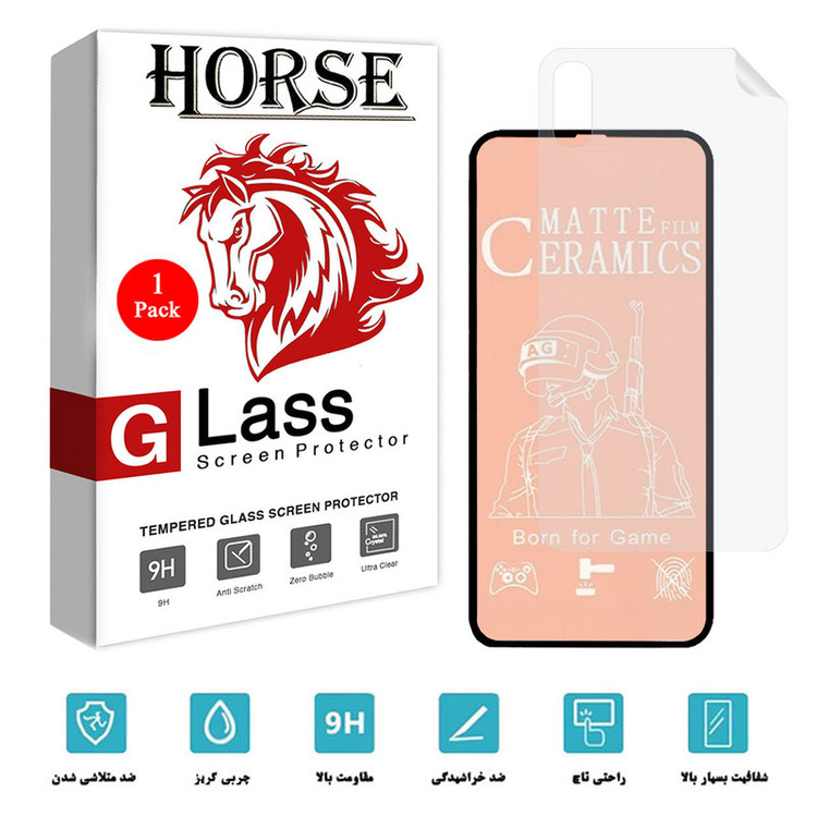 محافظ صفحه نمایش مات هورس مدل 2CMN مناسب برای گوشی موبایل اپل iPhone XS به همراه محافظ پشت گوشی