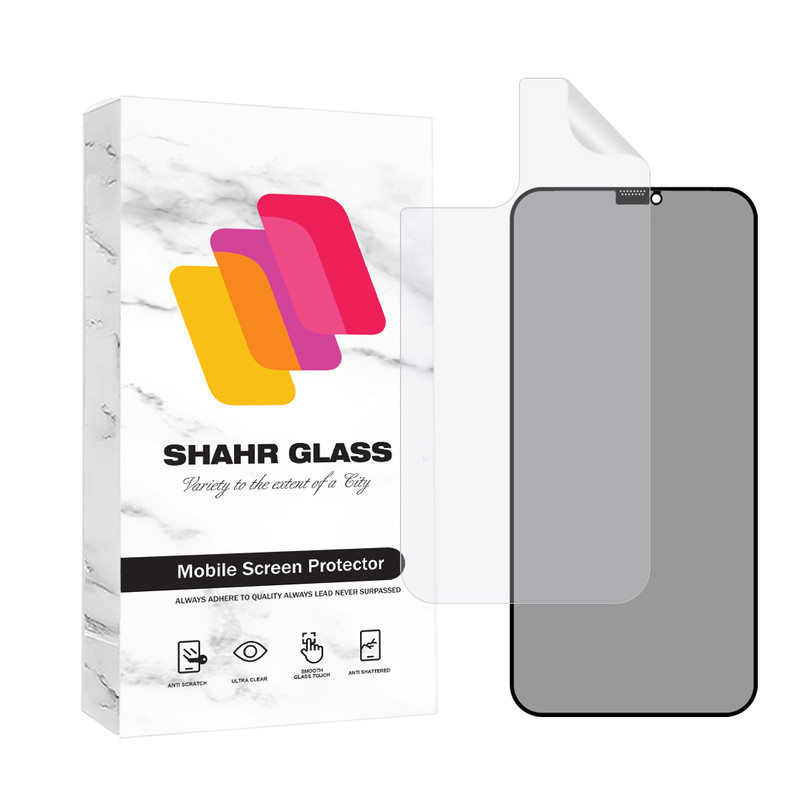 محافظ صفحه نمایش حریم شخصی شهر گلس مدل FULLPRIVNANOSH مناسب برای گوشی موبایل اپل iPhone 12 Pro Max به همراه محافظ پشت گوشی