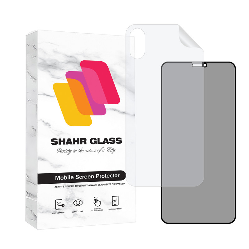 محافظ صفحه نمایش حریم شخصی شهر گلس مدل FULLPRIVNANOSH مناسب برای گوشی موبایل اپل iPhone XS / X به همراه محافظ پشت گوشی