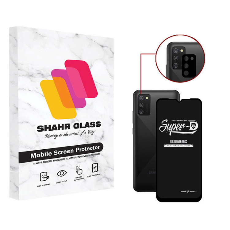 محافظ لنز دوربین شهر گلس مدل 2SFA مناسب برای گوشی موبایل سامسونگ Galaxy A03s به همراه محافظ صفحه نمایش