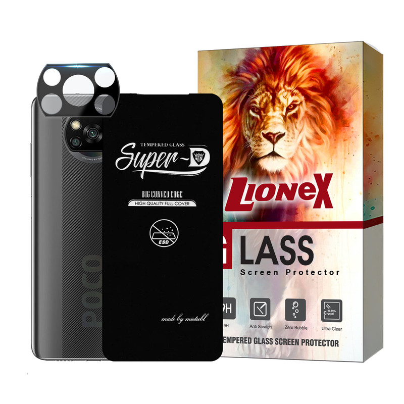 محافظ صفحه نمایش لایونکس مدل SUPLNFULI مناسب برای گوشی موبایل شیائومی Poco X3 / X3 NFC / X3 Pro به همراه محافظ لنز گوشی