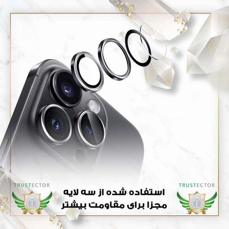 محافظ لنز دوربین تراستکتور مدل RING16T مناسب برای گوشی موبایل اپل iPhone 16 Pro Max / iPhone 16 Pro