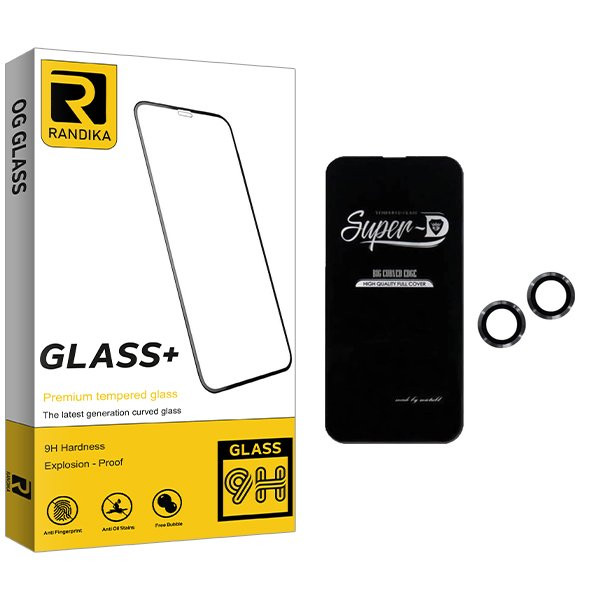محافظ صفحه نمایش راندیکا مدل RK SuperD مناسب برای گوشی موبایل اپل iPhone 13 به همراه محافظ لنز گوشی