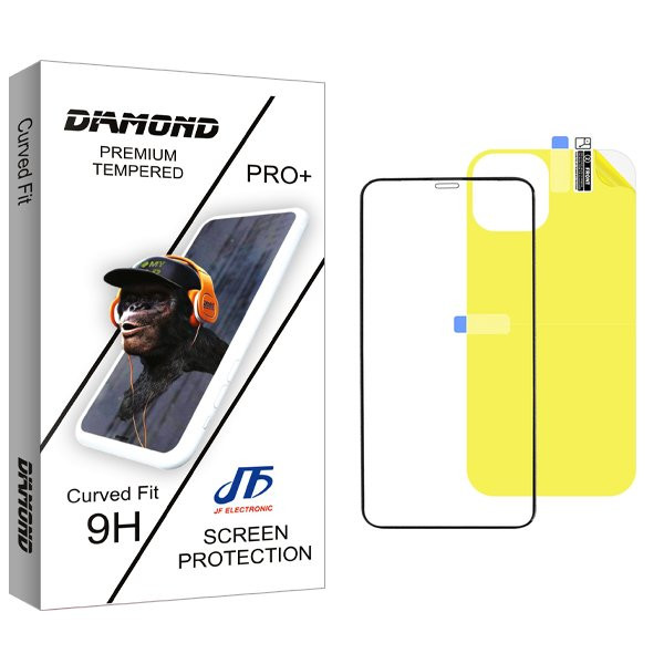محافظ صفحه نمایش شیشه ای جی اف مدل Diamond مناسب برای گوشی موبایل اپل iPhone 11 Pro Max  به همراه محافظ پشت گوشی