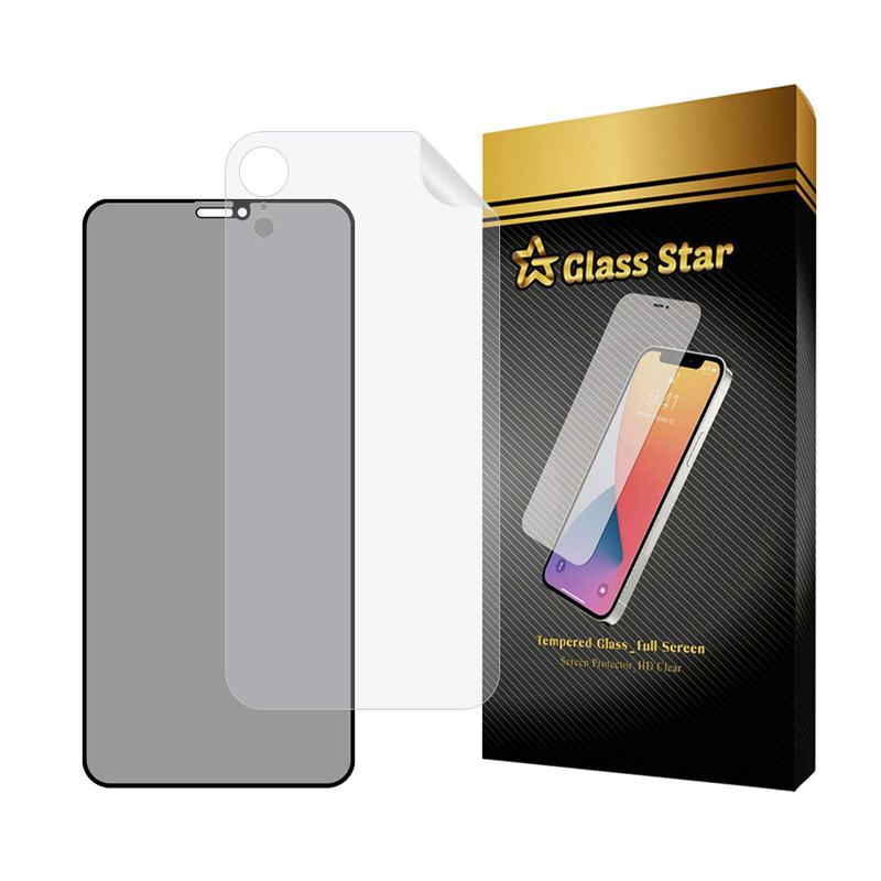 محافظ صفحه نمایش حریم شخصی گلس استار مدل FULLPRIVNANOS مناسب برای گوشی موبایل اپل iPhone XR به همراه محافظ پشت گوشی
