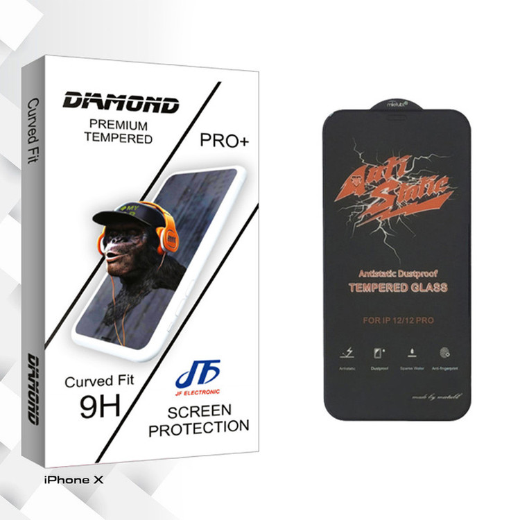محافظ صفحه نمایش جی اف مدل Diamond Glass ANTI-STATIC مناسب برای گوشی موبایل اپل iPhone X