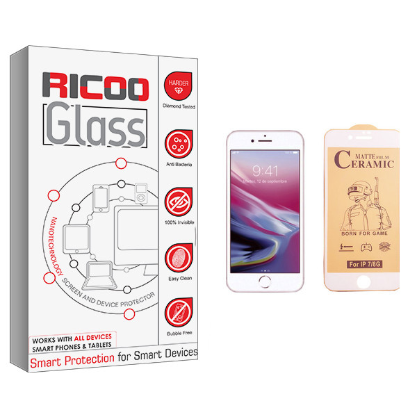 محافظ صفحه نمایش سرامیکی ریکوو مدل +HD مناسب برای گوشی موبایل اپل iPhone 8