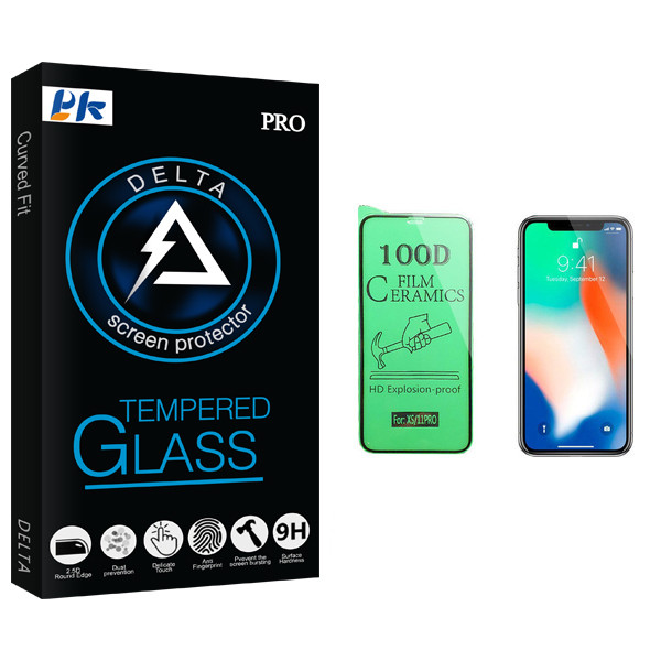 محافظ صفحه نمایش سرامیکی پی کی مدل Delta Glass مناسب برای گوشی موبایل اپل iPhone X
