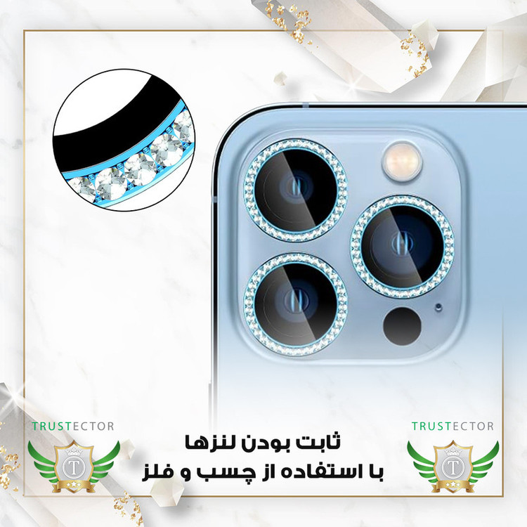 محافظ لنز دوربین نگین دار تراستکتور مدل RNGLNTR مناسب برای گوشی موبایل اپل iPhone 13 Pro Max / iPhone 13 Pro