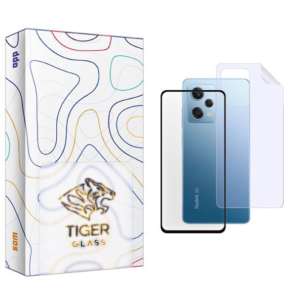 محافظ صفحه نمایش شیشه ای تایگر گلس مدل APL2 مناسب برای گوشی موبایل شیائومی Redmi Note 12 Pro Plus به همراه محافظ پشت گوشی