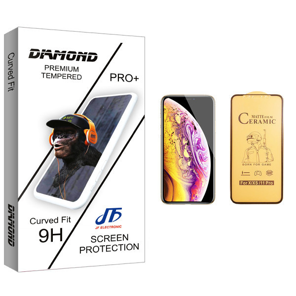 محافظ صفحه نمایش سرامیکی جی اف مدل Diamond glass مناسب برای گوشی موبایل اپل iPhone XS