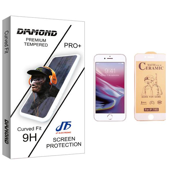 محافظ صفحه نمایش سرامیکی جی اف مدل Diamond glass مناسب برای گوشی موبایل اپل iPhone 8