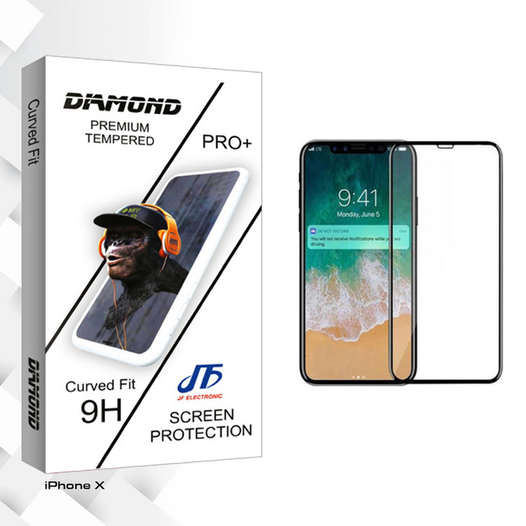 محافظ صفحه نمایش جی اف مدل Diamond glass مناسب برای گوشی موبایل اپل iPhone X