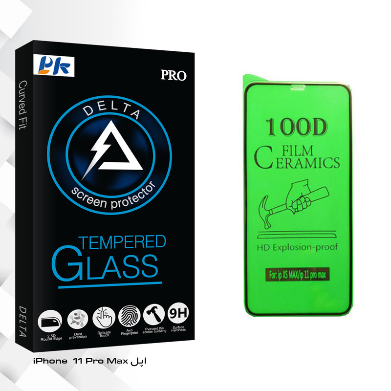 محافظ صفحه نمایش سرامیکی پی کی مدل Delta Glass مناسب برای گوشی موبایل اپل iPhone 11 Pro Max