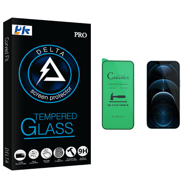 محافظ صفحه نمایش سرامیکی پی کی مدل Delta Glass مناسب برای گوشی موبایل اپل iPhone 12 Pro Max