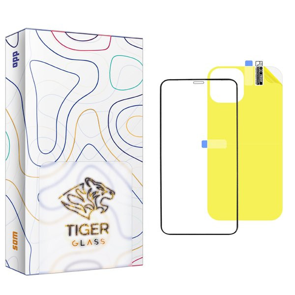 محافظ صفحه نمایش شیشه ای تایگر گلس مدل APL2 مناسب برای گوشی موبایل اپل iPhone 11 Pro Max به همراه محافظ پشت گوشی