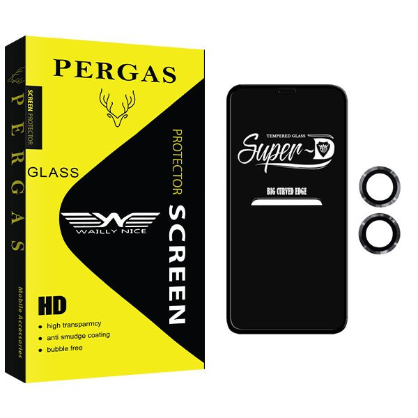 محافظ صفحه نمایش وایلی نایس مدل Pergas SuperD مناسب برای گوشی موبایل اپل iPhone 11 به همراه محافظ لنز گوشی