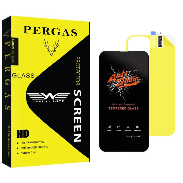 محافظ صفحه نمایش وایلی نایس مدل Pergas Antistatic مناسب برای گوشی موبایل اپل iPhone 13 Pro Max  به همراه محافظ پشت گوشی