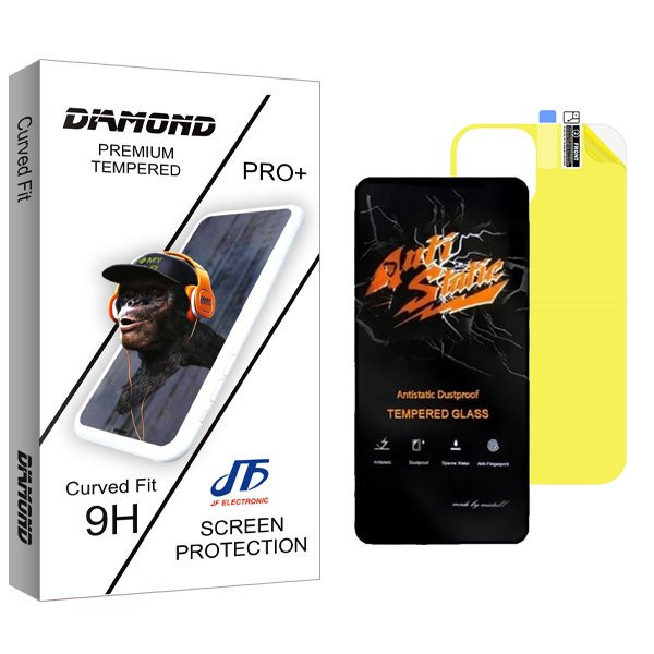 محافظ صفحه نمایش جی اف مدل Diamond Antistatic مناسب برای گوشی موبایل اپل iPhone 11 به همراه محافظ پشت گوشی