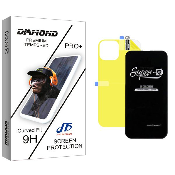 محافظ صفحه نمایش جی اف مدل Diamond SuperD مناسب برای گوشی موبایل اپل iPhone 14 Pro Max  به همراه محافظ پشت گوشی