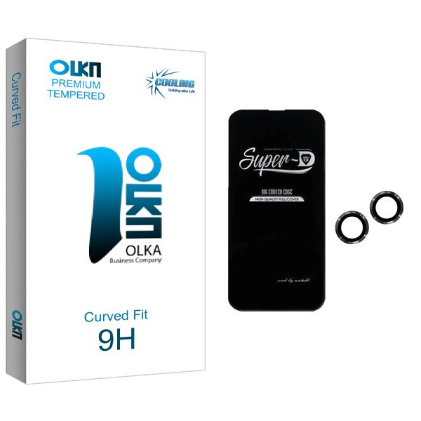 محافظ صفحه نمایش کولینگ مدل Olka SuperD مناسب برای گوشی موبایل اپل iPhone 14  به همراه محافظ لنز گوشی