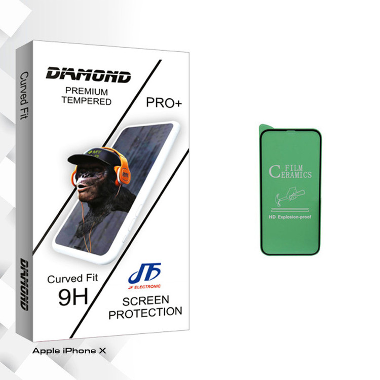 محافظ صفحه نمایش سرامیکی جی اف مدل Diamond glass مناسب برای گوشی موبایل اپل iPhone X