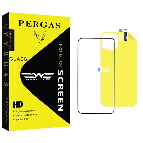 محافظ صفحه نمایش شیشه ای وایلی نایس مدل Pergas مناسب برای گوشی موبایل اپل iPhone 14 به همراه محافظ پشت گوشی