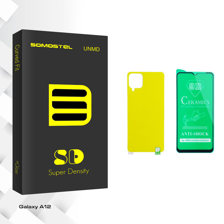 محافظ صفحه نمایش سرامیکی سوماستل مدل SD Glass مناسب برای گوشی موبایل سامسونگ Galaxy A12 به همراه محافظ پشت گوشی