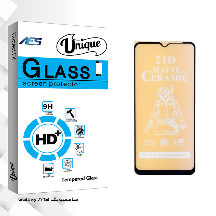 محافظ صفحه نمایش سرامیکی ای اف اس مدل Unique Glass مناسب برای گوشی موبایل سامسونگ Galaxy A12
